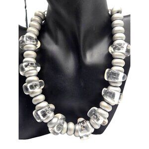 Silver and Clear Lucite Plastic 1980s necklace 18 inches